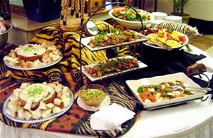 Various appetizers laid out on a table